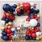Red White Blue Double-Stuffed Balloon Arch Kit – Navy, Dark Red, Matte White & Metallic Gold